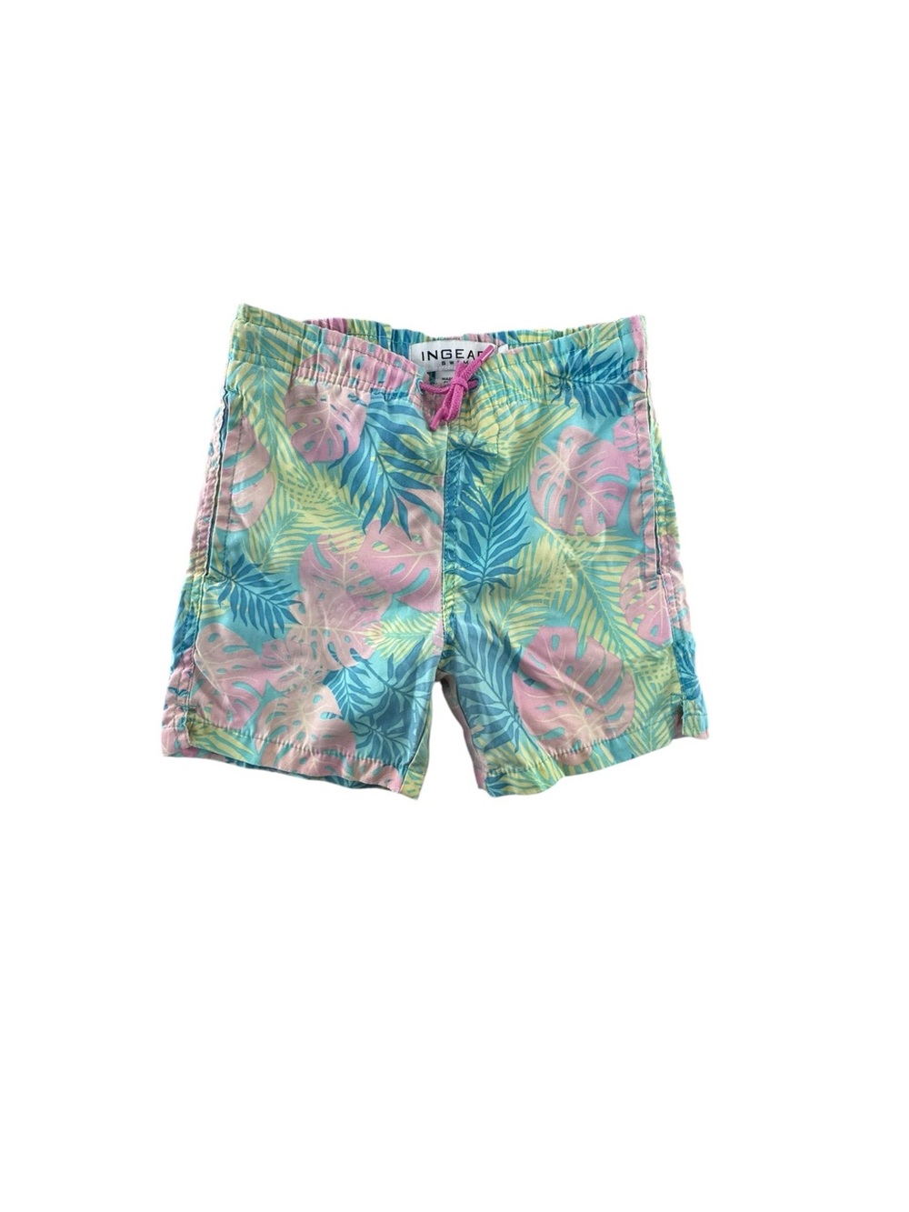 Ingear Pastel Tropical Leaf Swim Shorts in Blue, Pink & Green